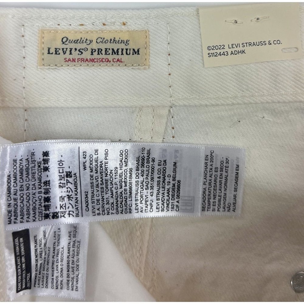 Levis Premium Dad Utility Womens 27x30 White Carpenter Jeans Loose Fit Mid Rise - Picture 8 of 12